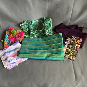 Mixed Fabric Scrap Bundle With Floral Stripes & Abstract Patterns For Sewing Or